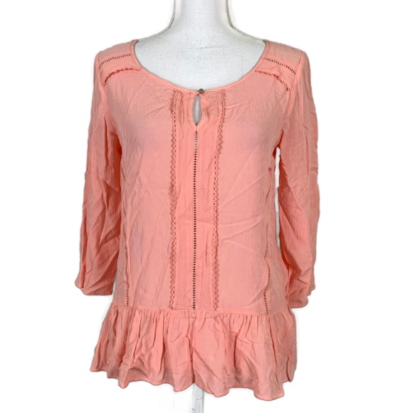 LC Lauren Conrad Tops - LC Lau8ren Conrad Tunic Peplum Pink Top Blouse S